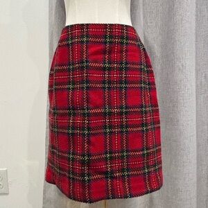 Preppy Eddie Bauer Wool Red Plaid Mini Skirt Women’s Size 6